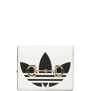 Gucci adidas Horsebit Shoulder Wallet Bifold White Black Leather